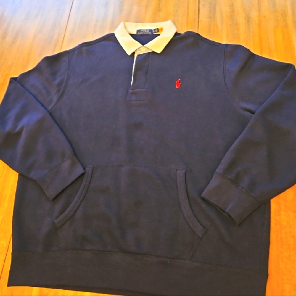 Polo Ralph Lauren Navy Rugby Sweatshirt with Red Logo